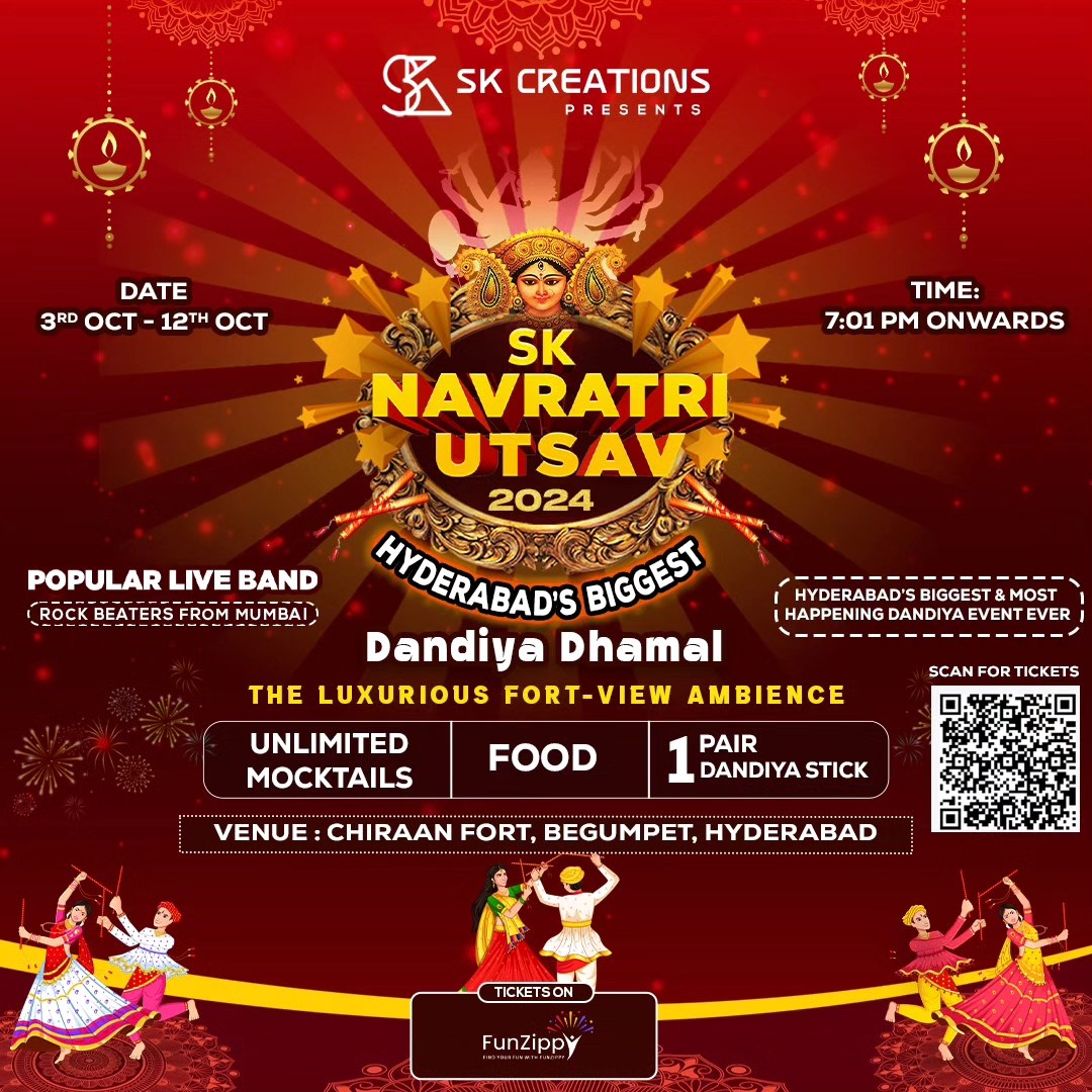 SK NAVRATRI UTSAV 2024 – The Biggest and Most Colourful Dandiya Event in Hyderabad!